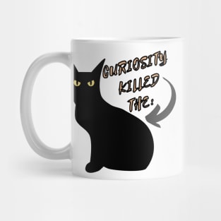 illustrated drawing of Montes Negro cat with phrase Mug